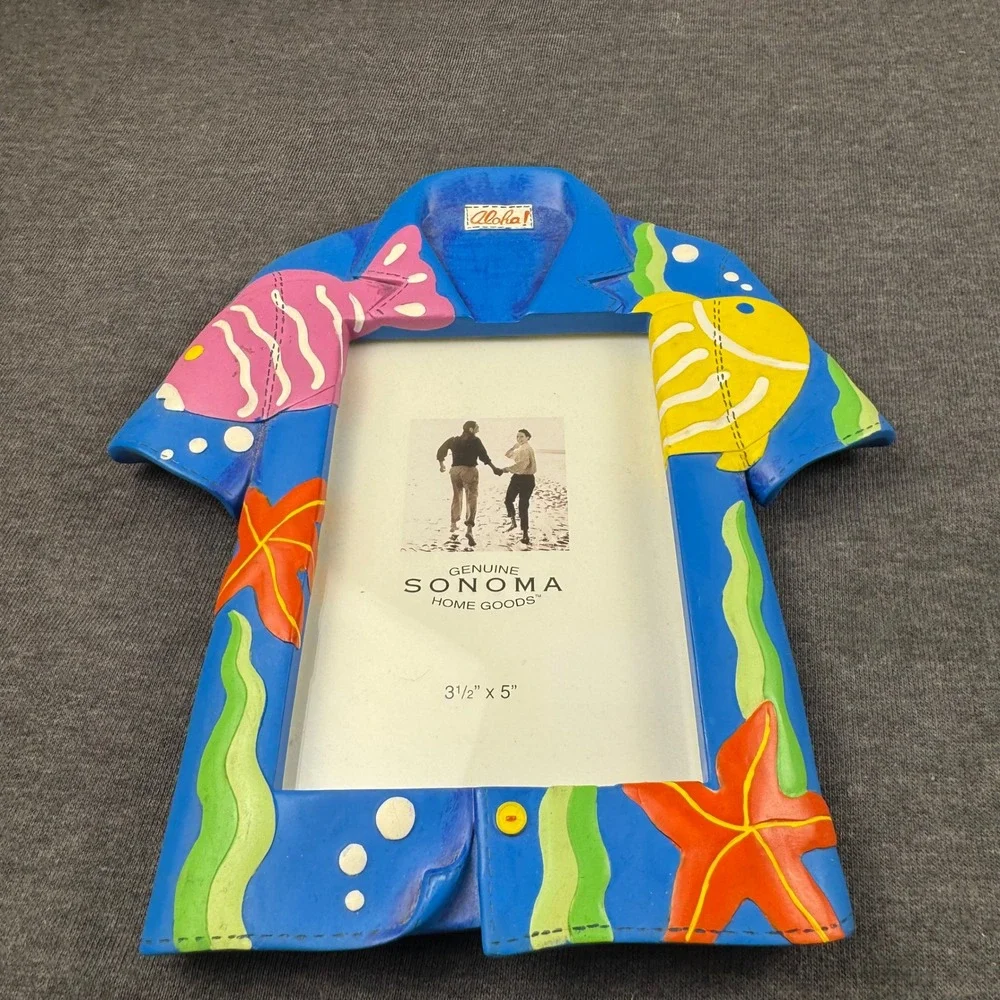 Sonoma Home Goods Aloha Shirt Picture Frame  Starfish Beach‎ Theme 3.5x5 Photo